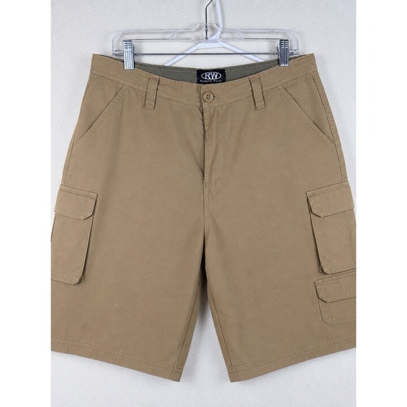 Rugged Wear Other - Rugged Wear‎ Mens Khaki Cotton Cargo Shorts Size 34 Tan Utility Hiking 16000MEN